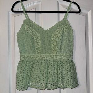 Green Lace Sleeveless Top